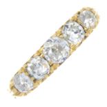 A mid 20th century 18ct gold old-cut diamond five-stone ring,