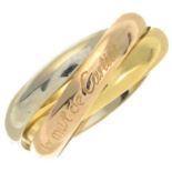 A 'les must de Cartier, Trinity' ring, by Cartier.Signed Cartier.Stamped 750.Cartier ring size 56.