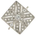 An early 20th century platinum vari-cut diamond ring.Estimated total old-cut diamond weight 0.30ct,