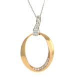 A diamond pendant, with 18ct gold chain.Total diamond weight 0.20ct.Pendant stamped 750.