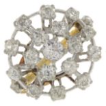 An old-cut diamond cluster ring.Estimated total diamond weight 2cts,