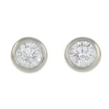 A pair of brilliant-cut diamond stud earrings, by Tiffany & Co.Maker's marks for T&Co.