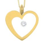 An 18ct gold glazed heart panel pendant,