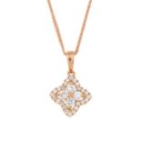 A brilliant-cut diamond cluster pendant,