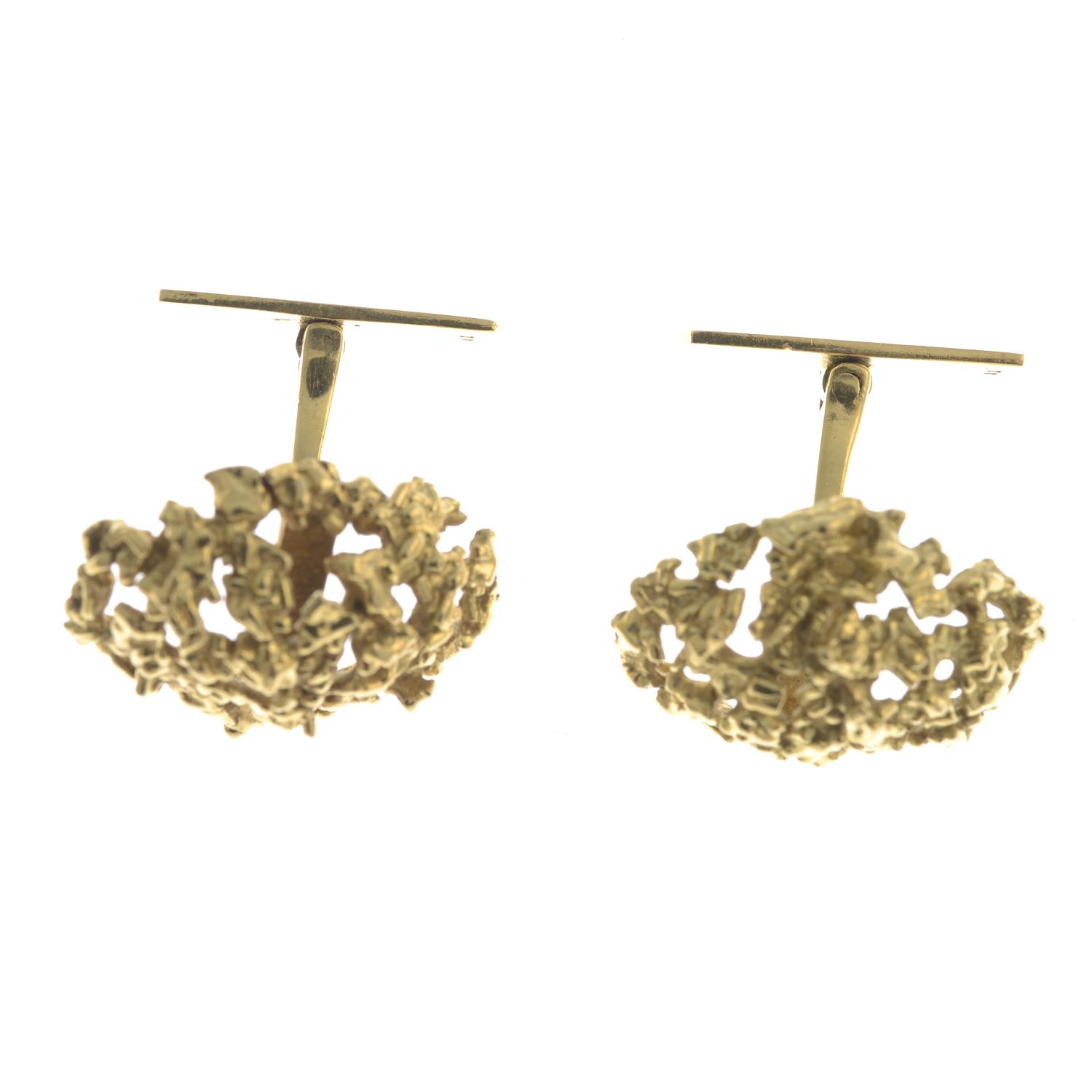 A pair of 1960s 18ct gold cufflinks.Hallmarks for London, 1967.Length of cufflink face 2.1cms. - Image 2 of 2