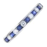 A brilliant-cut diamond and sapphire half eternity ring,