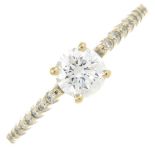 An 18ct gold diamond single-stone ring,