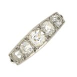 An old-cut diamond five-stone ring.Estimated total diamond weight 1ct,