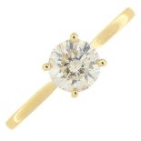 An 18ct gold brilliant-cut diamond single-stone ring.Diamond weight 0.75ct,