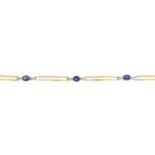 A sapphire and brilliant-cut diamond bi-colour bracelet.Estimated total diamond weight