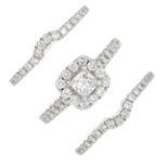 Three 14ct gold vari-cut diamond rings.Total diamond weight 1.31cts,