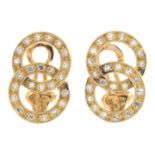 A pair of single-cut diamond earrings.With fittings for non pierced ears.Estimated total diamond