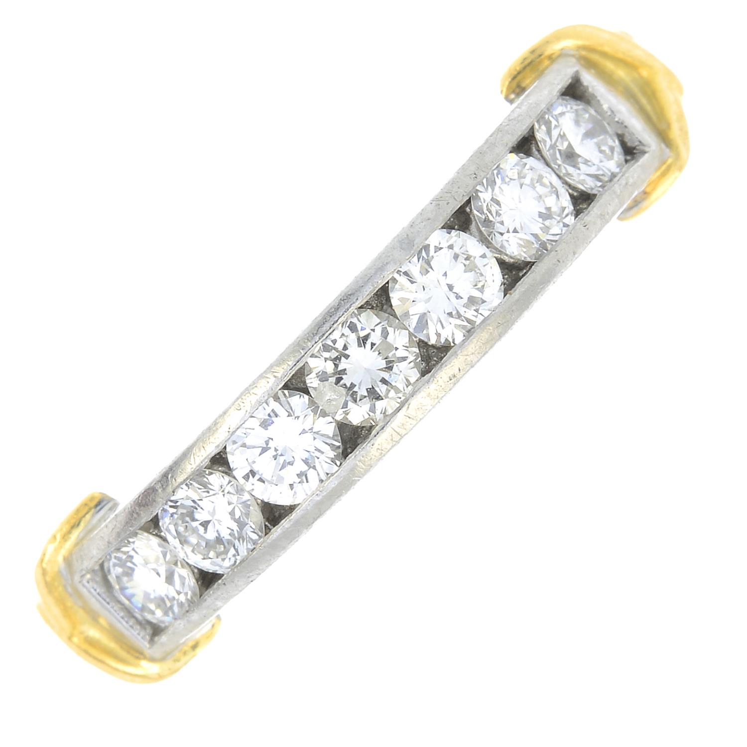 A platinum brilliant-cut diamond ring.Total diamond weight 0.71ct,