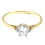 An 18ct gold brilliant-cut diamond single-stone ring.