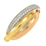 An 18ct gold pave-set diamond 'Trilogy' ring,