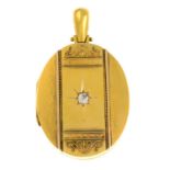 A late Victorian 18ct gold old-cut diamond and cannetille locket.Estimated diamond weight 0.25ct,