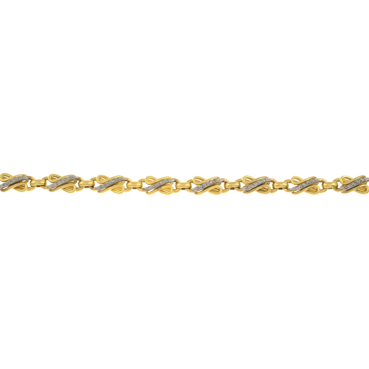An Art Nouveau 18ct gold rose-cut diamond bracelet.French assay marks.Length 18cms.