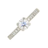A platinum brilliant-cut diamond ring.Principal diamond with mini report 2161603741,