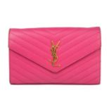 YVES SAINT LAURENT - a pink Monogram Chain Wallet handbag.