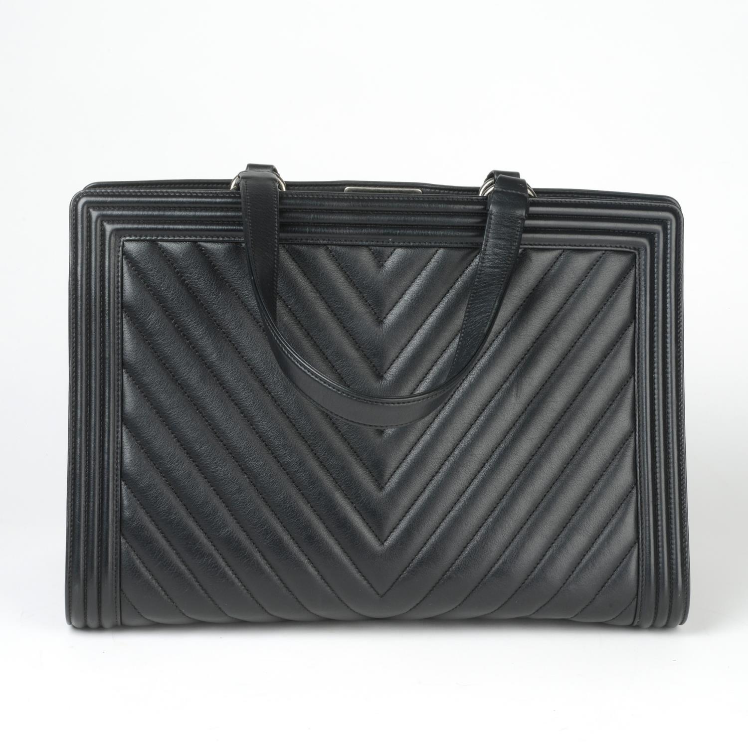 CHANEL - a Chevron Quilted Boy Tote handbag. - Image 3 of 5