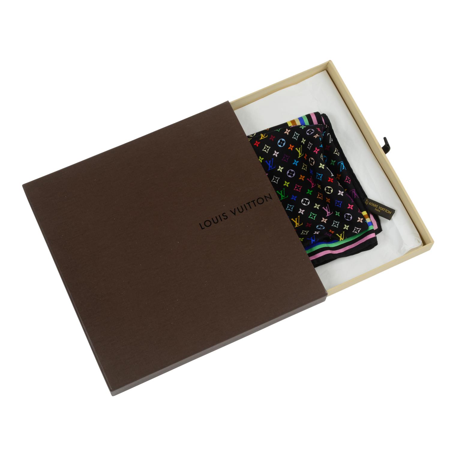 LOUIS VUITTON - a black multicolor monogram scarf. - Image 3 of 3