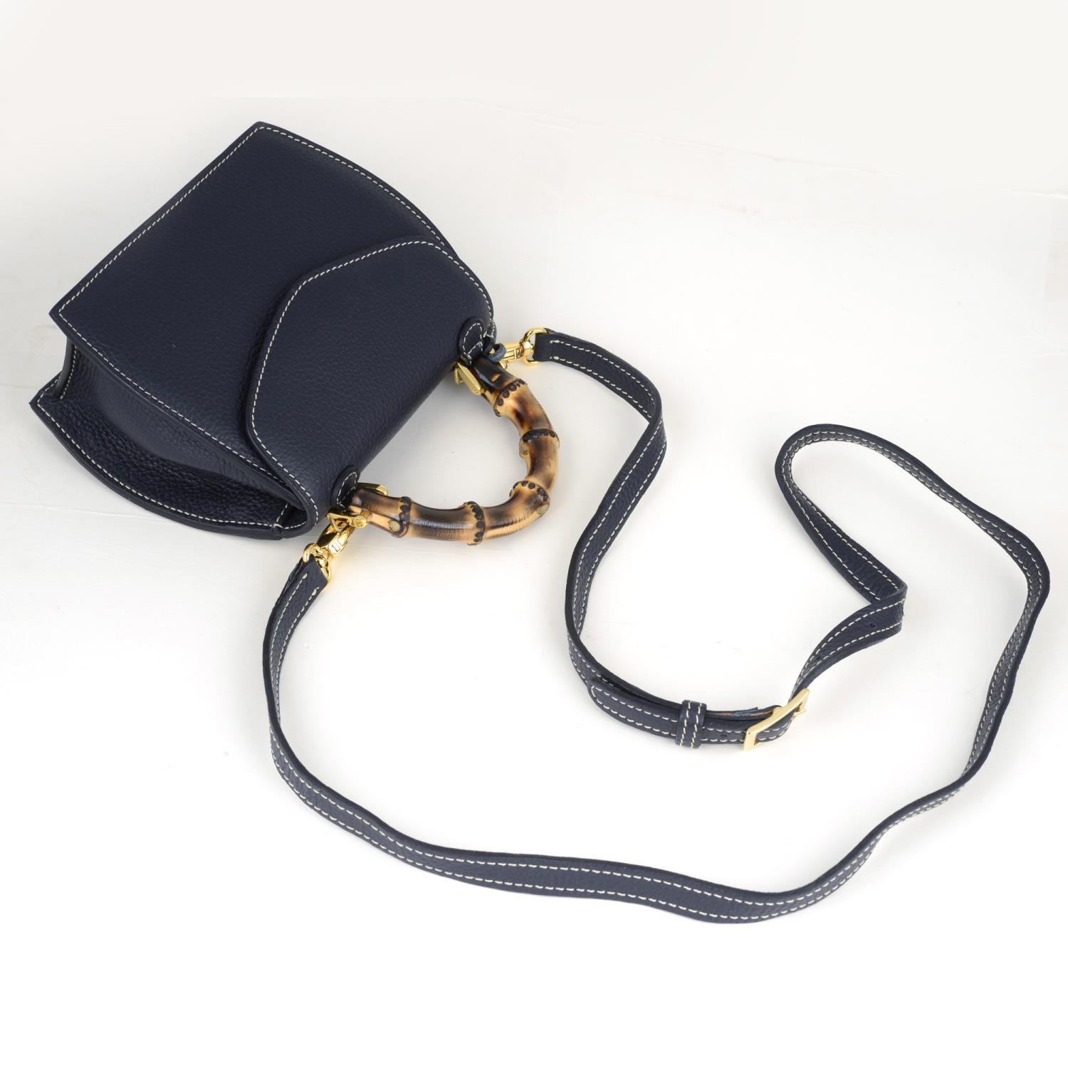 BUTI PELLETTERIE - a mini Minny navy blue leather handbag. - Image 6 of 6