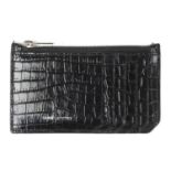 YVES SAINT LAURENT - a crocodile embossed leather card holder purse.