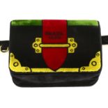 PRADA - a small Multicoloured Trompe-L'œil velvet belt bag.