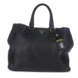 PRADA - a black Vitello Daino handbag AF.