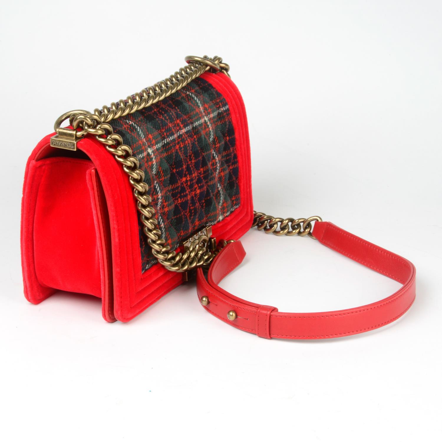 CHANEL - a Medium Velvet Tartan Paris-Edinburgh Boy Flap handbag. - Image 2 of 4