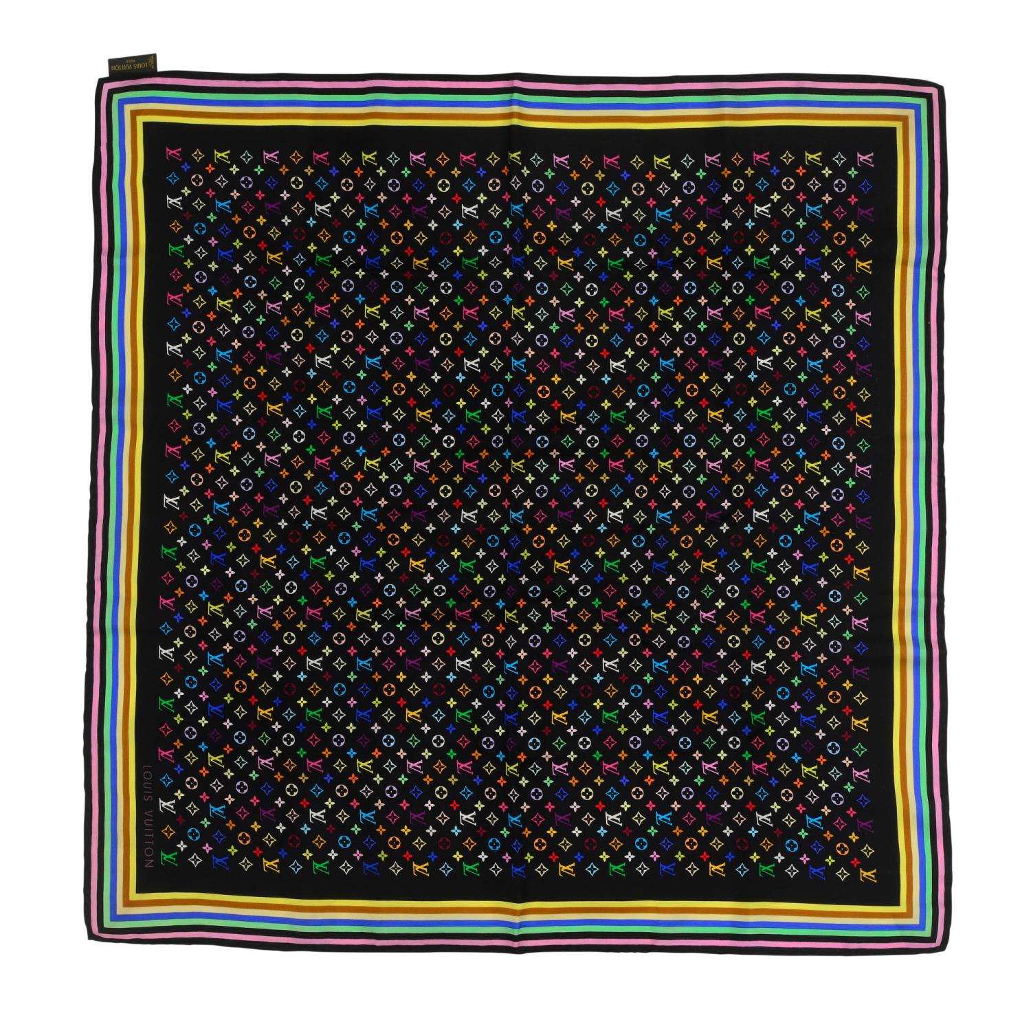 LOUIS VUITTON - a black multicolor monogram scarf. - Image 2 of 3