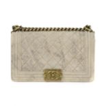 CHANEL - a Medium Distressed Suede Paris-Edinburgh Boy Flap handbag.