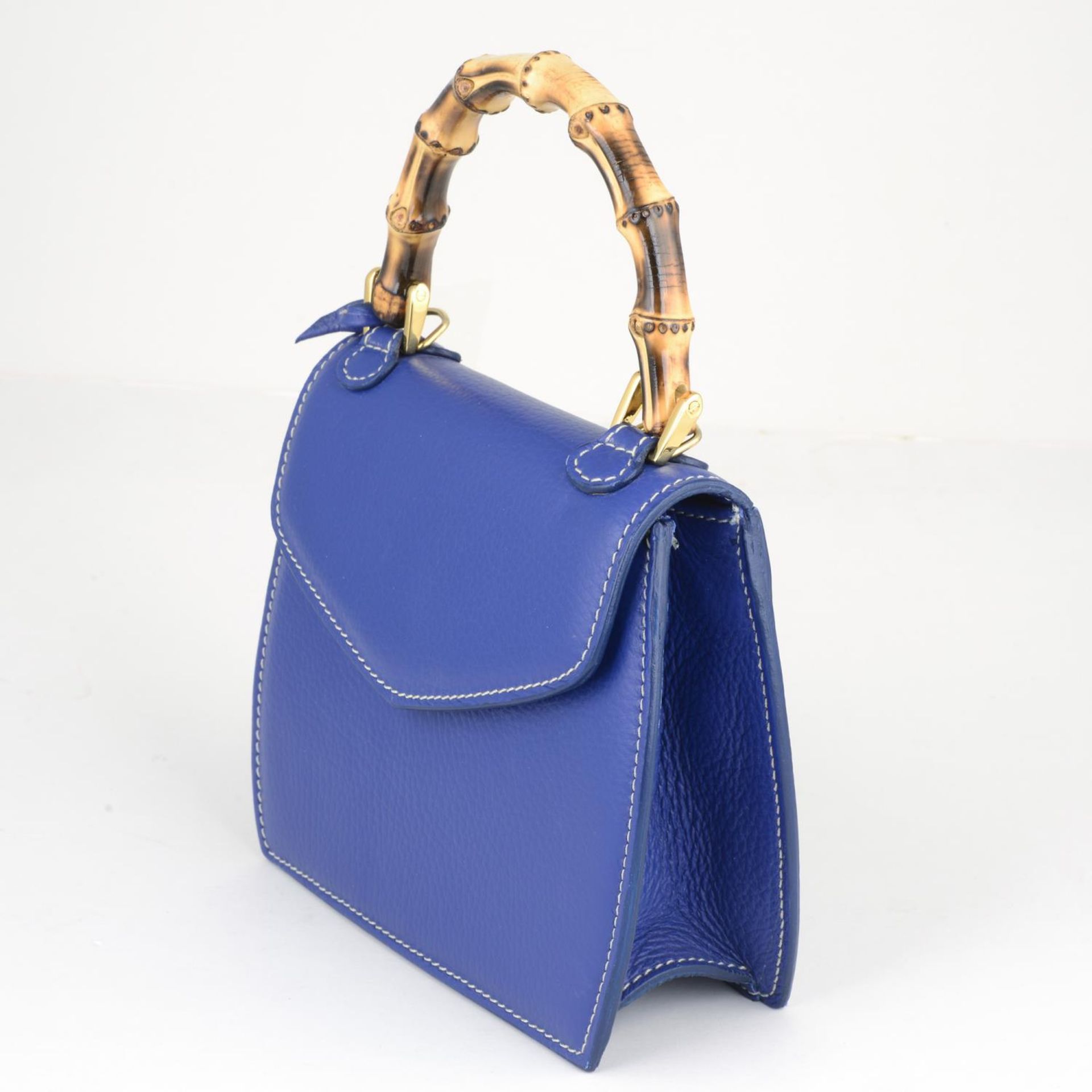 BUTI PELLETTERIE - a mini Minny royal blue leather handbag. - Bild 3 aus 5