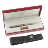 CARTIER - a limited edition Stylos Louis Cartier stainless steel ballpoint pen and pouch.