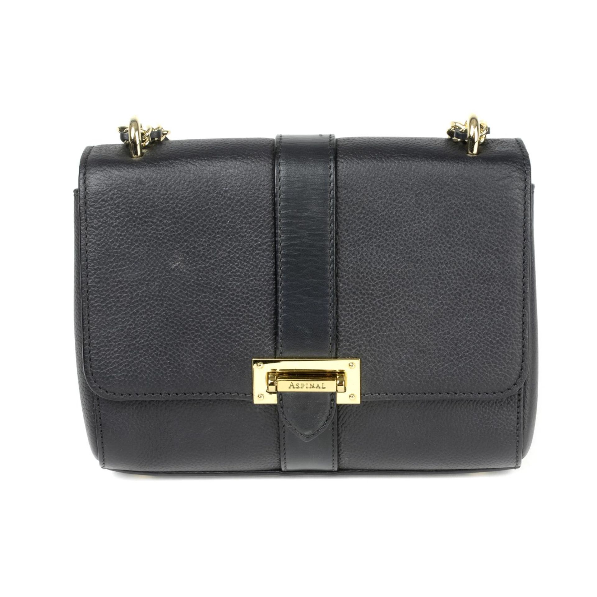 ASPINAL LONDON - a black leather Lottie handbag.