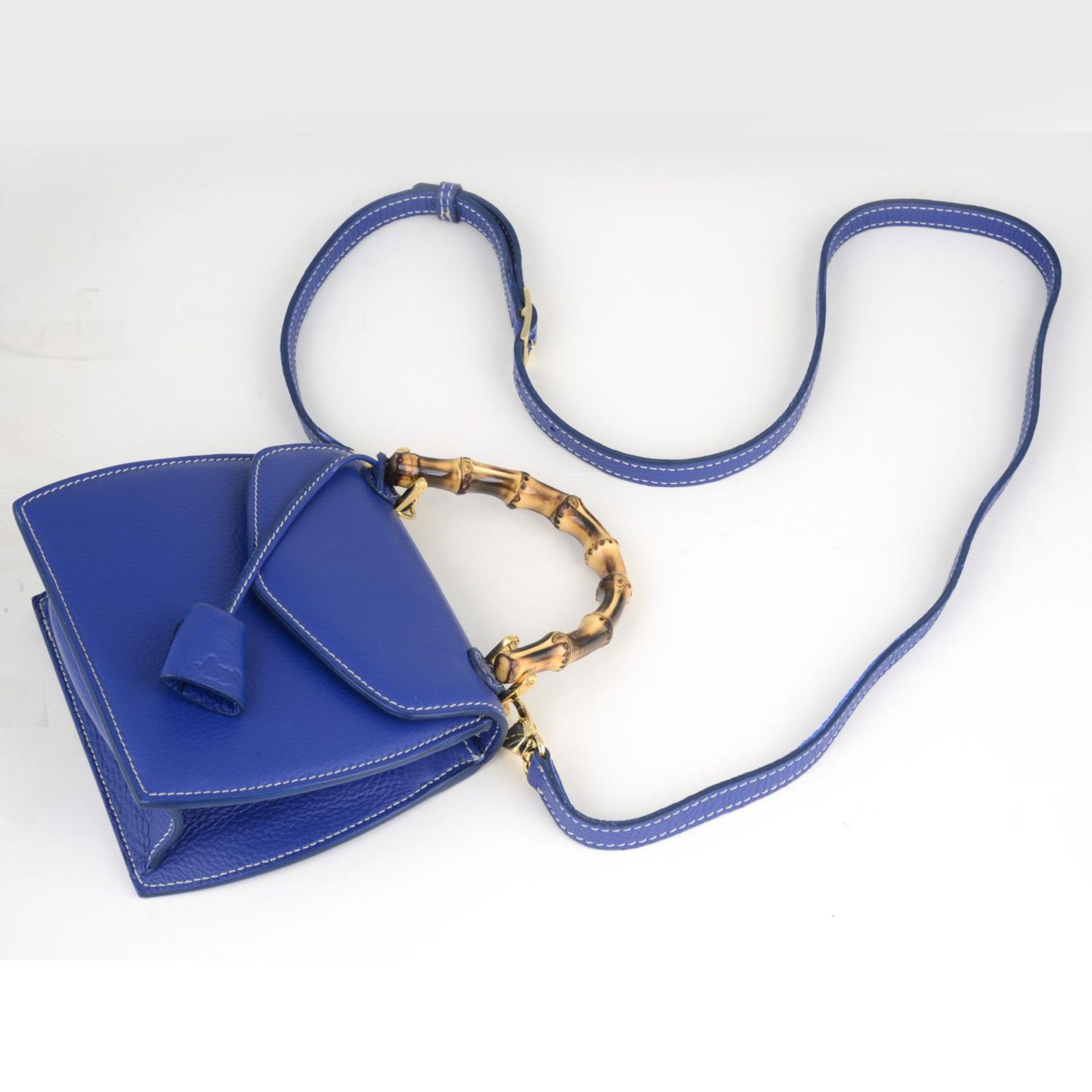 BUTI PELLETTERIE - a mini Minny royal blue leather handbag. - Bild 5 aus 5