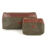 MULBERRY - a green scotch grain coin purse and matching makeup pouch.