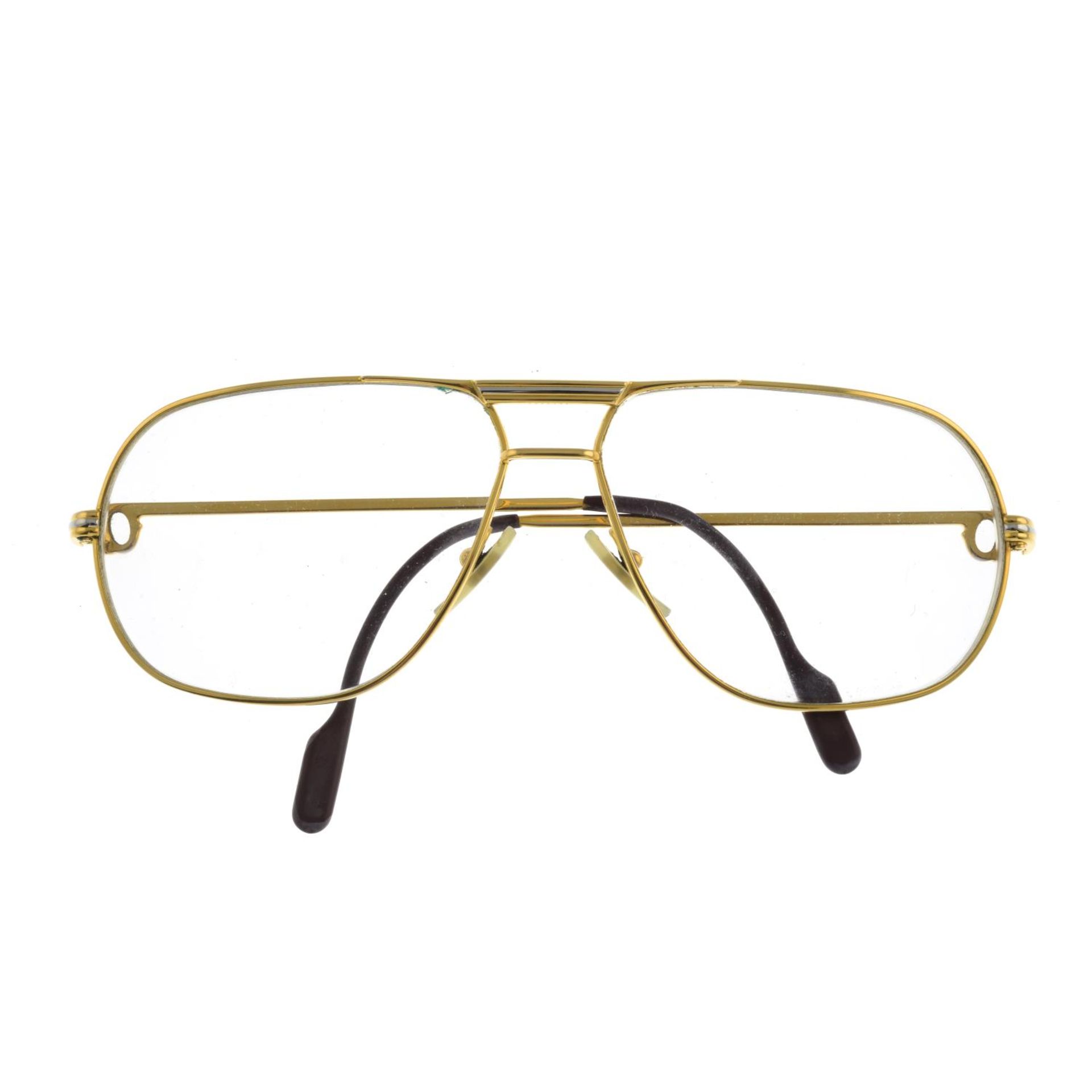 CARTIER - a pair of gold-plated prescription aviator glasses.