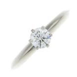 A brilliant-cut diamond single-stone ring,