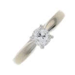 An 18ct gold old-cut diamond single-stone ring.Estimated diamond weight 0.50ct,