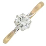 A brilliant-cut diamond single-stone ring.Estimated diamond weight 0.60ct,