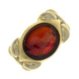 A carnelian carved intaglio ring.Ring size L.