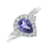 A tanzanite and brilliant-cut diamond cluster ring.Tanzanite weight 0.61ctDiamond weight