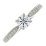 A platinum brilliant-cut diamond single-stone ring,