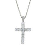 A brilliant-cut diamond cross pendant,