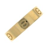 An 18ct gold 'Love' ring, by Cartier.Signed Cartier, SM9330.Swiss assay marks.Ring size T.