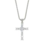 A brilliant-cut diamond cross pendant,