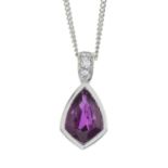 A ruby and brilliant-cut diamond pendant,