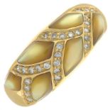 An 18ct gold mother-of-pearl and brilliant-cut diamond dress ring.Estimated total diamond weight