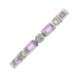 A pink sapphire and brilliant-cut diamond full eternity ring,